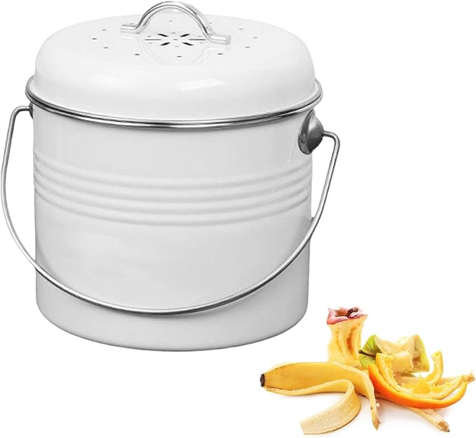 Küchen-Komposteimer - Hängender Mülleimer mit Deckel für Küchenschranktür - Rostfreier Komposter ...